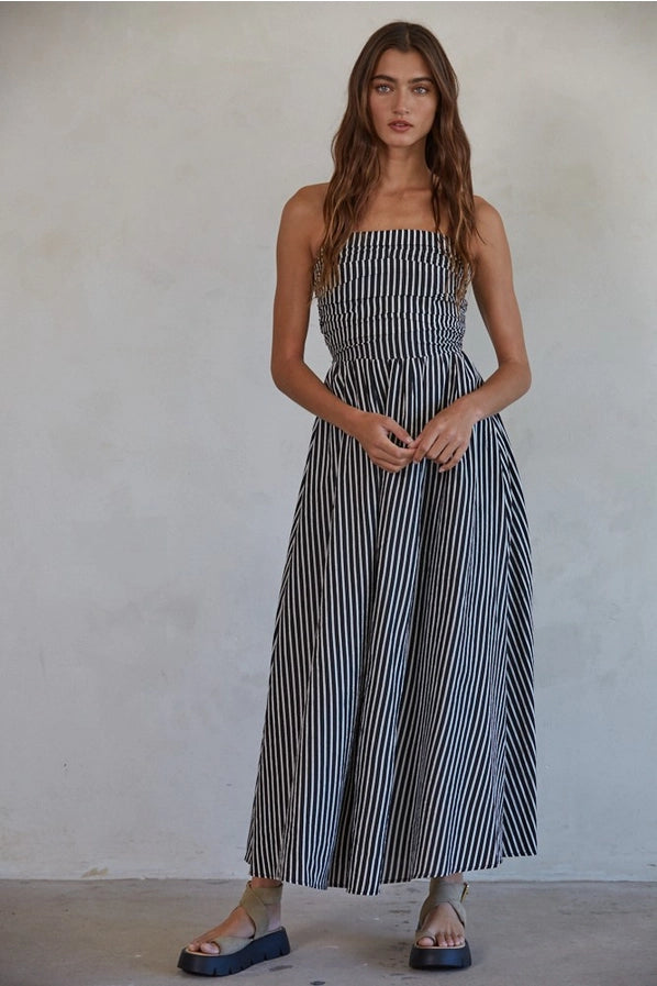 CAULEY STRIPED TUBE MAXI DRESS