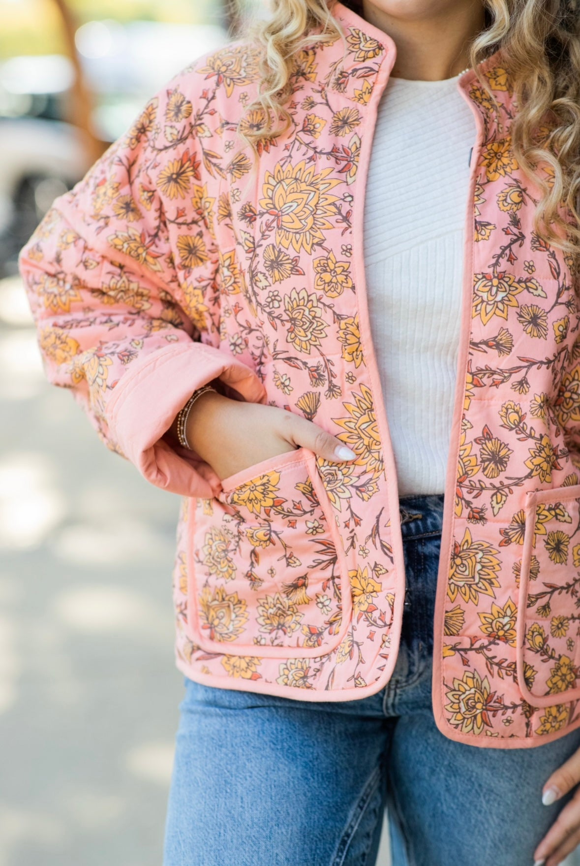 CHLOE JACKET IN PEACH COMBO