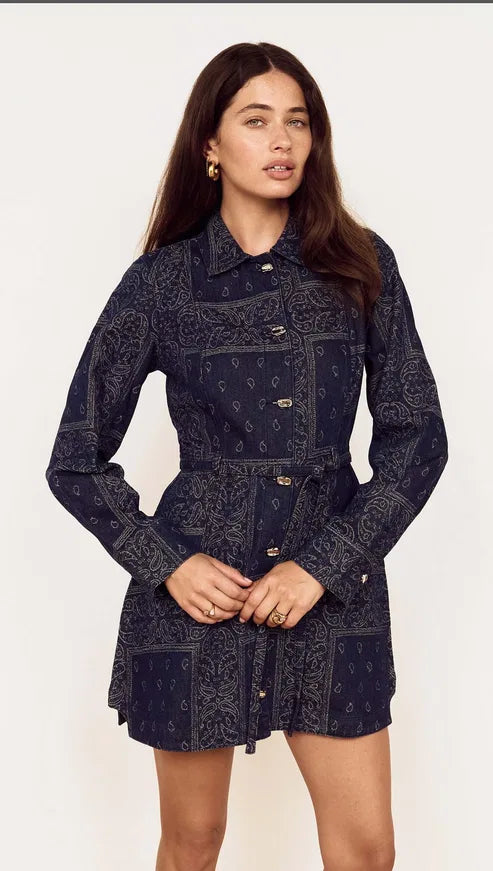 DELPHI JACQUARD DENIM DRESS