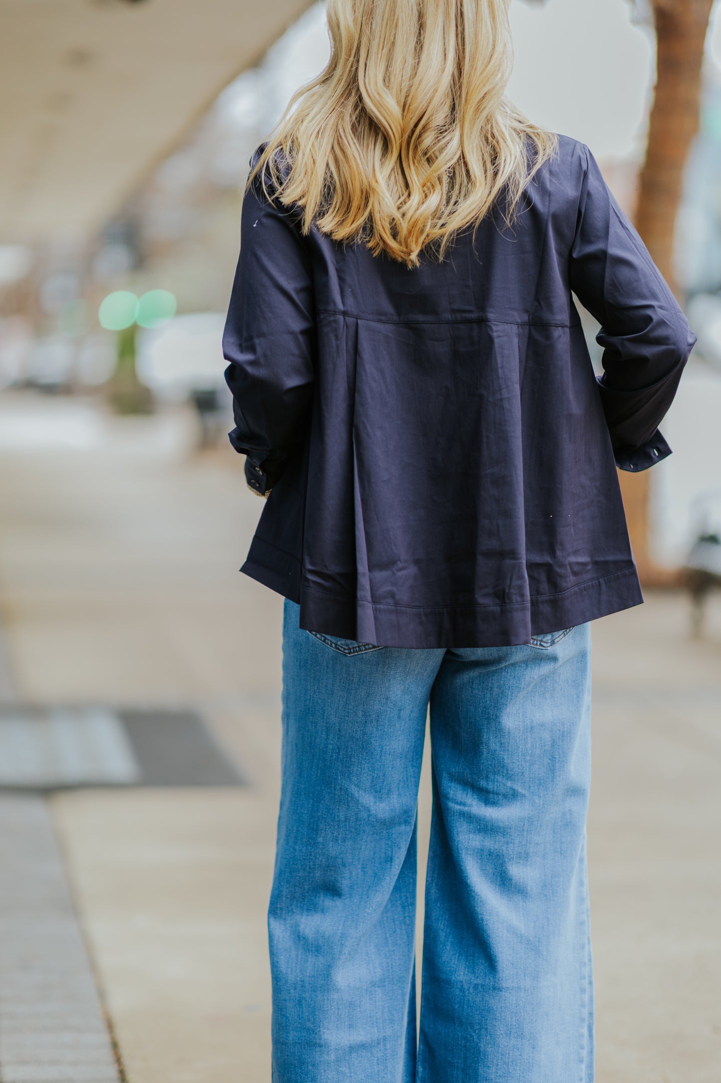 DARKEST NAVY POPLIN TOP