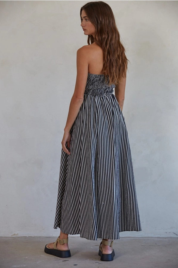 CAULEY STRIPED TUBE MAXI DRESS