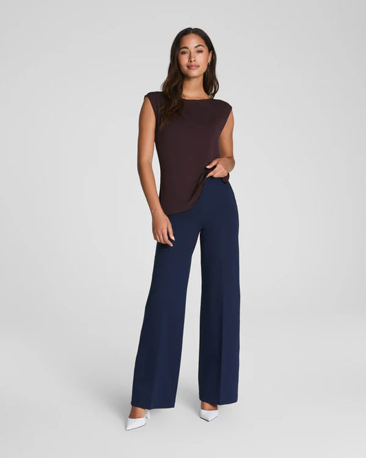 SPANX PERFECT FIT NAVY PONTE WIDE LEG PANT