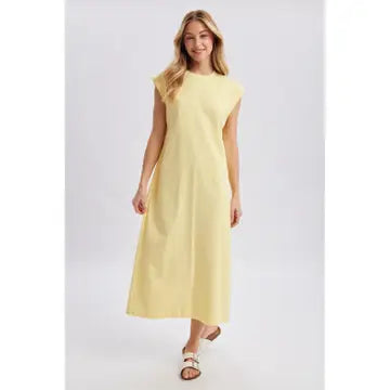 DAISY YELLOW KNIT MIDI DRESS