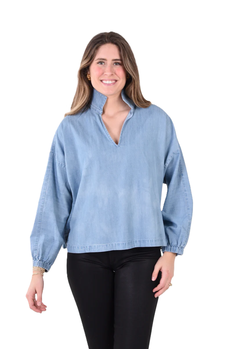 CHAMBRAY POPPY TOP BY EMILY MCCARTHY