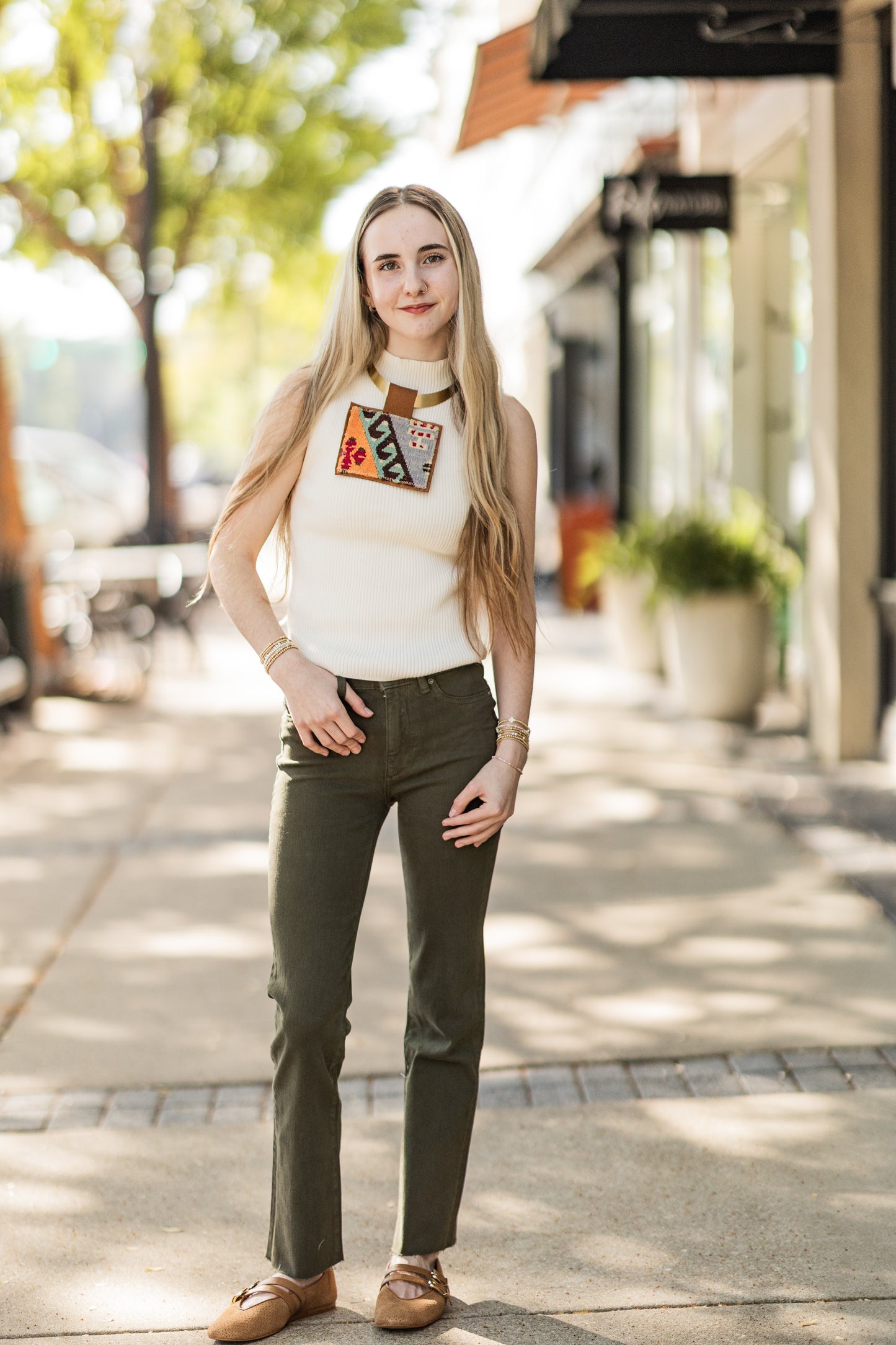 TRELLIS MARA STRAIGHT GREEN DENIM