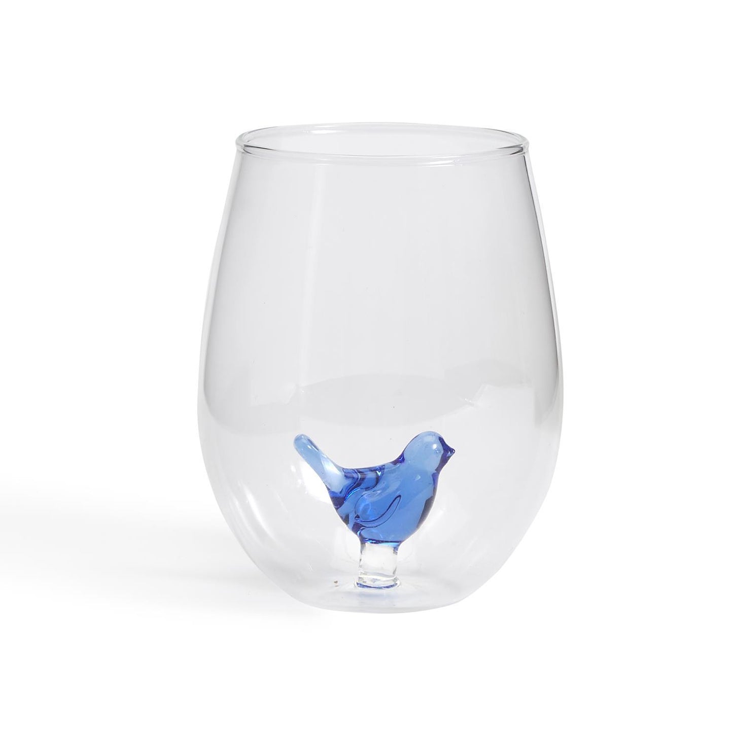 WINE BLUE BIRD GLASS