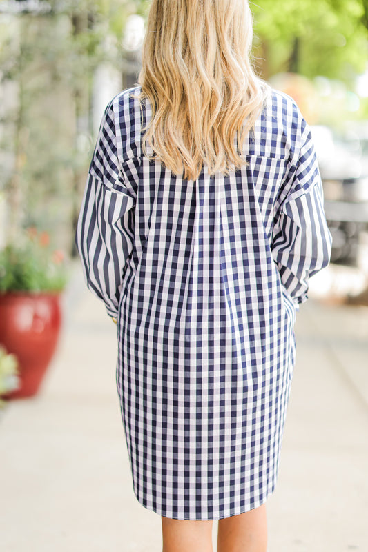 PREPPY DRESS GINGHAM NAVY
