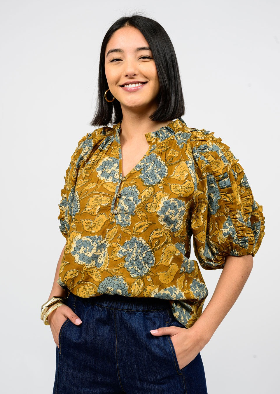 HYDRANGEA RUFFLE TOP