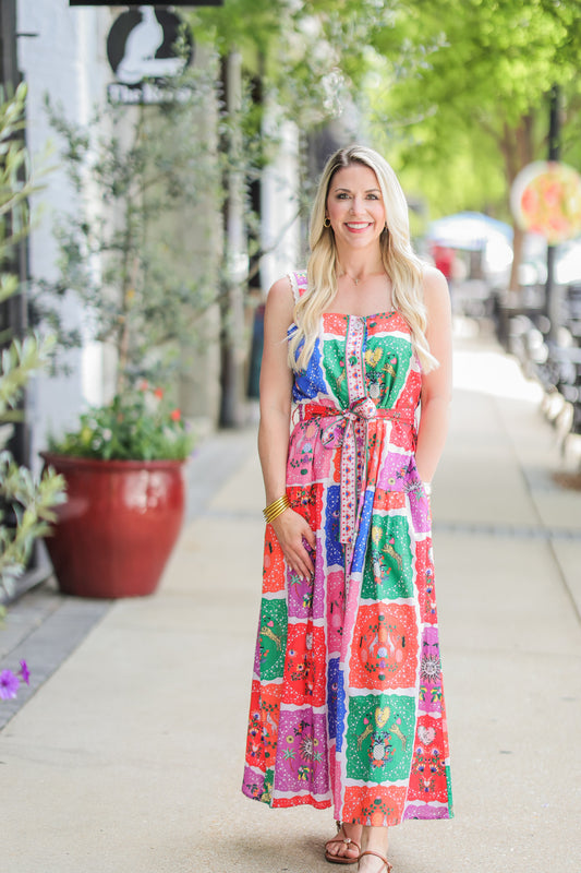 VICTORIA SCARF PRINT DRESS