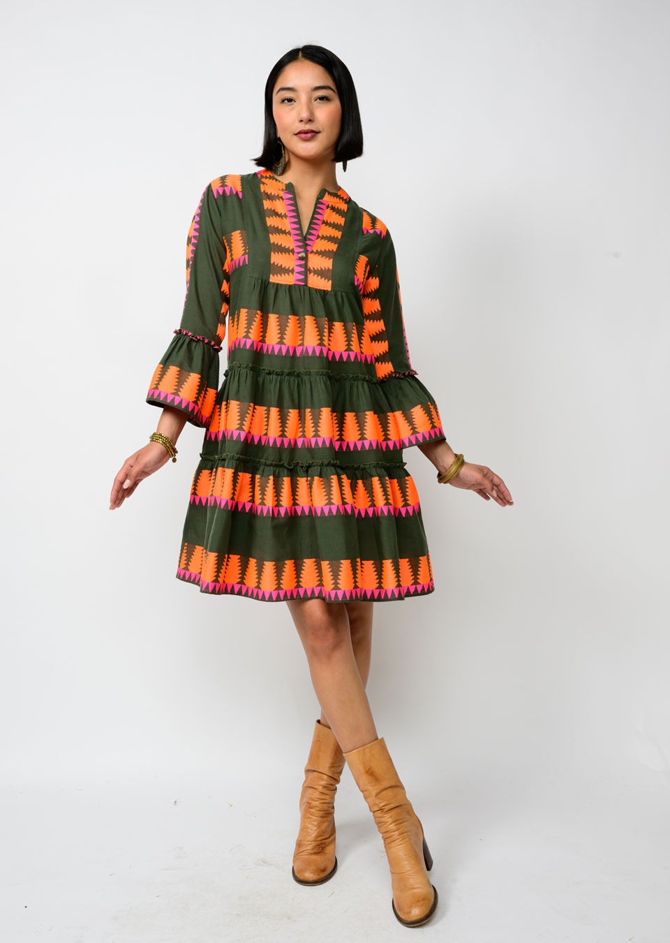 OLIVE ARTISANAL DRESS