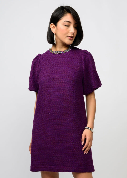 ROYAL TRIM PLUM DRESS