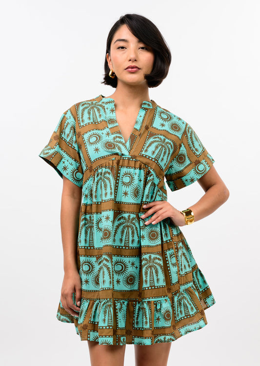 TURQUOISE SUMMER TROPICS DRESS