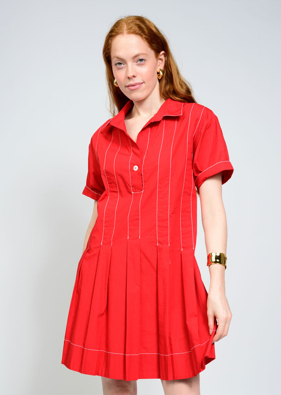 PLEATED SHIRT DRESS