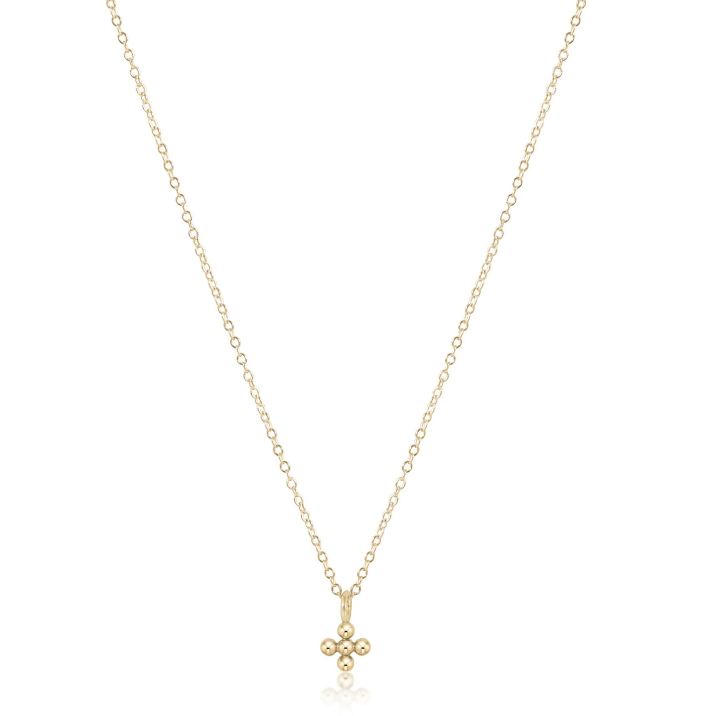 BEADED GOLD CROSS CHARM NECKLACE