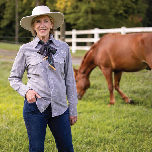 'lasso the stars' silk twilly scarf