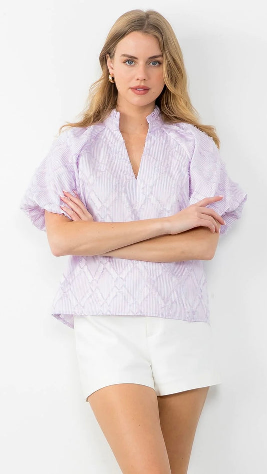 LILAC TEXTURED PUFF SLEEVE