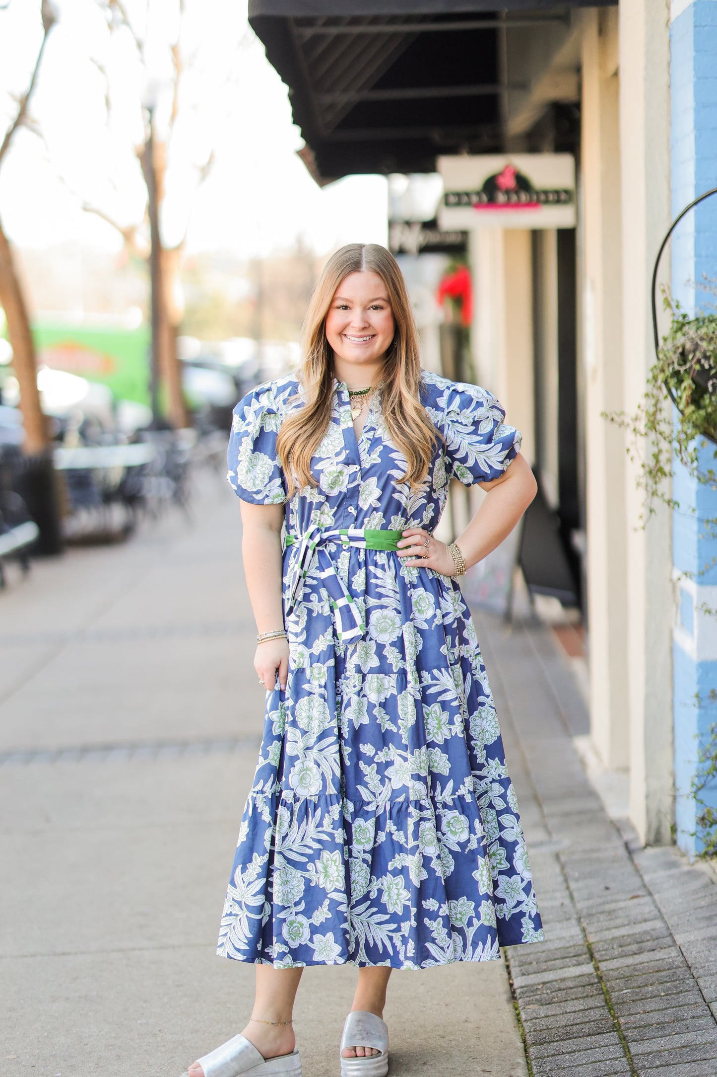 THE NAVY FOLIAGE LITCHFIELD DRESS