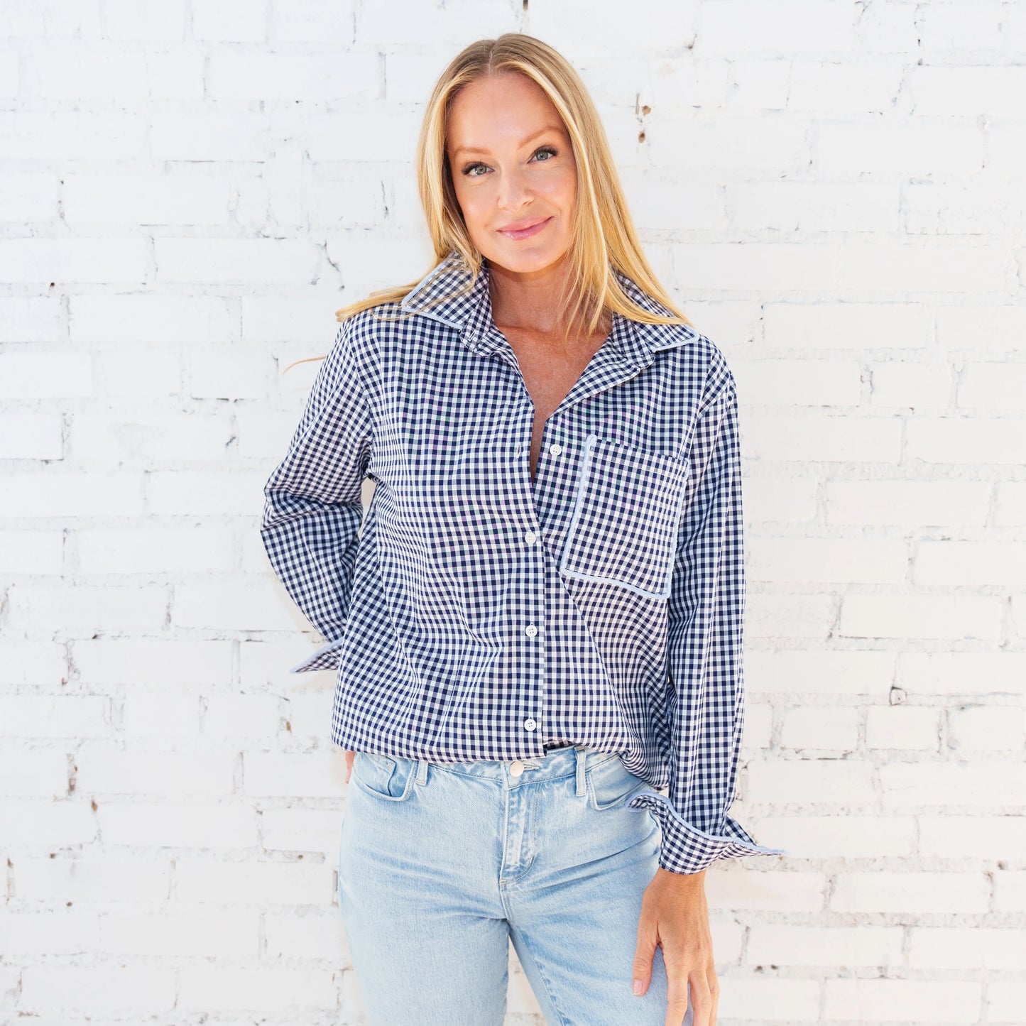 FRINGE LAWN TOP NAVY