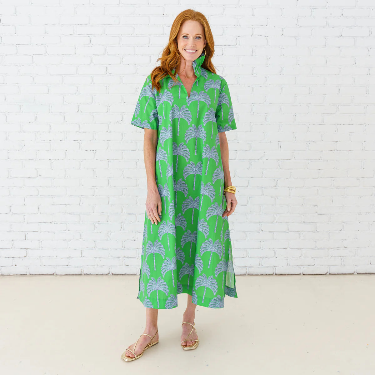 GREEN GEORGIA PALM DRESS