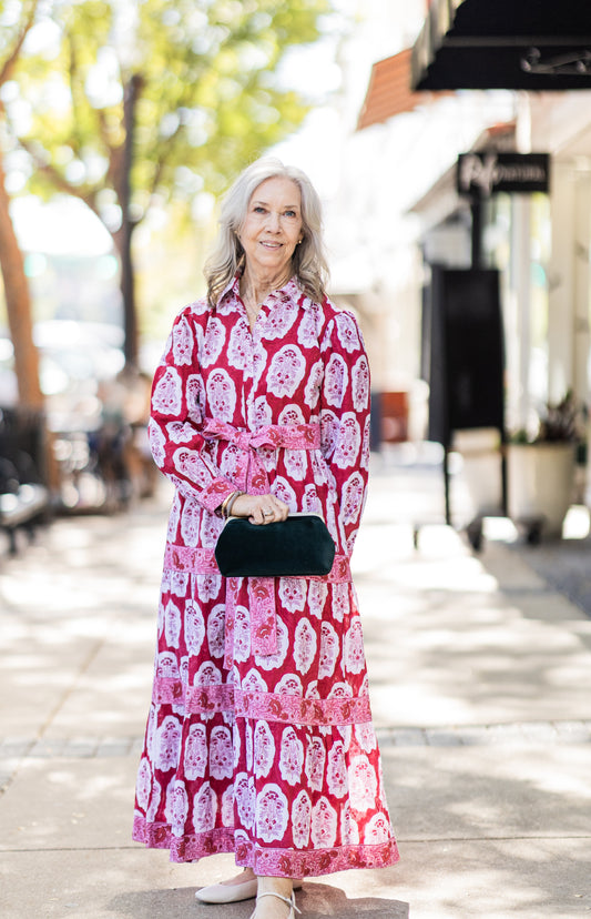 ROSE GARNET BLOOM DRESS