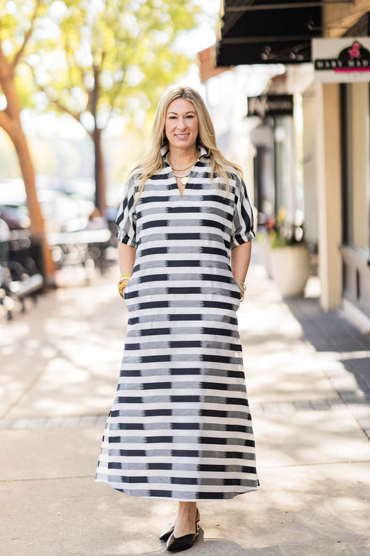 TRUFFLE STRIPE POPPY DRESS