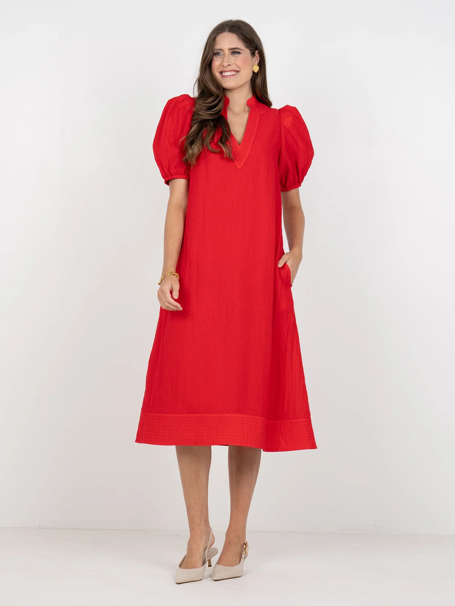 HAMPTON DRESS IN CARDIANL RED
