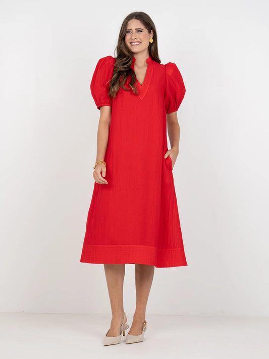 HAMPTON DRESS IN CARDIANL RED