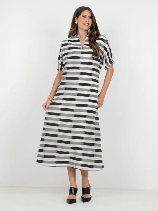 TRUFFLE STRIPE POPPY DRESS