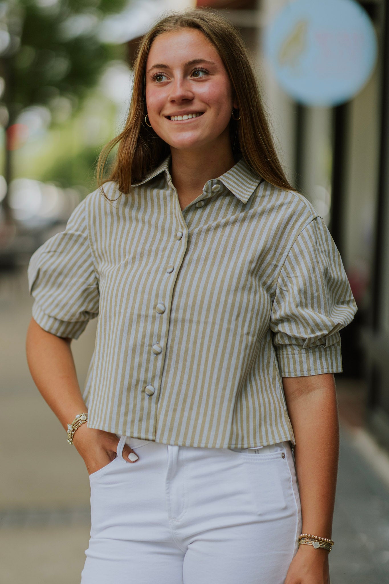 STRIPE LINEN TOP
