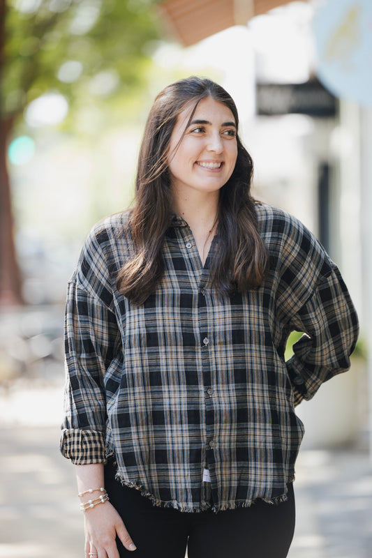 MIDNIGHT PLAID ADRIANNA TOP