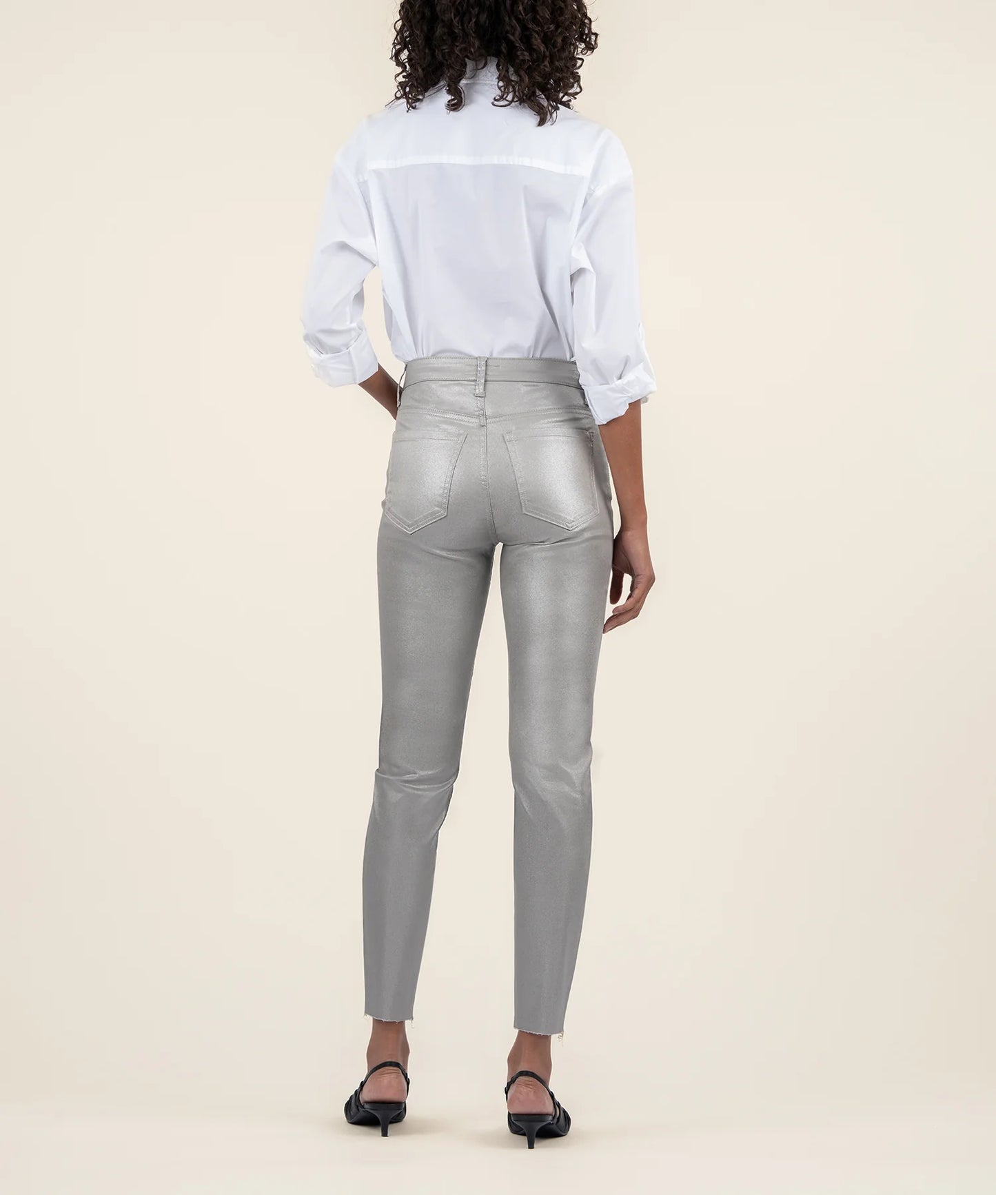 CHARLIZE RAW HEM SILVER PANT