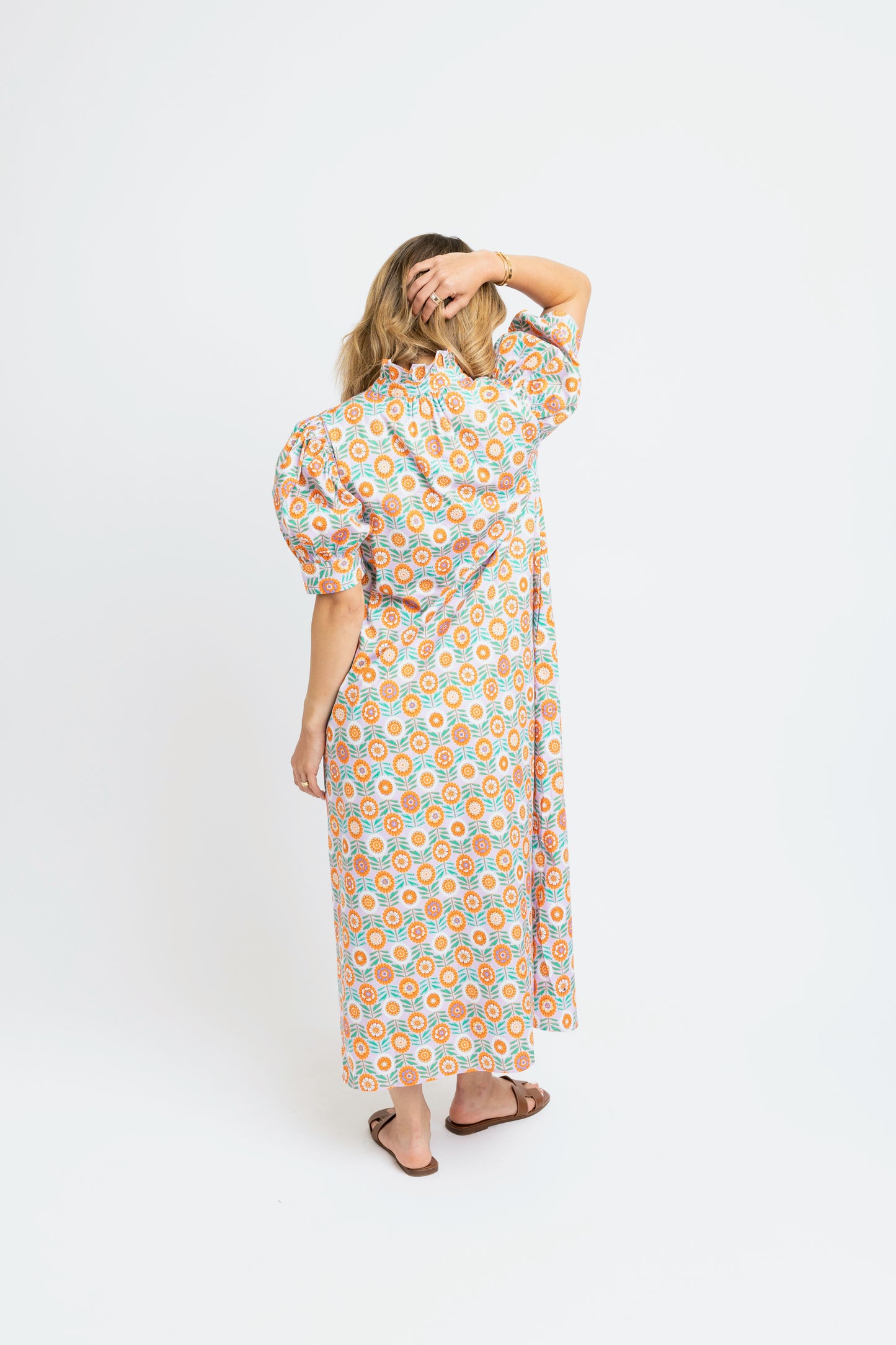 ORANGE LAVENDAR POPLIN DRESS