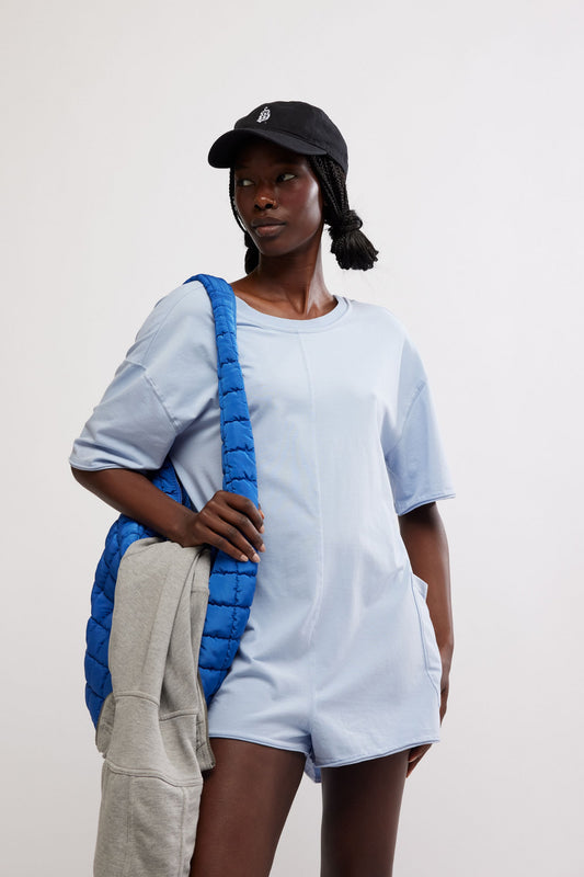 HOT SHOT TEE ROMPER IN STEEL