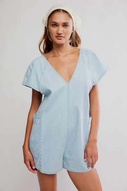 FREE FALL DENIM ROMPER FREE PEOPLE
