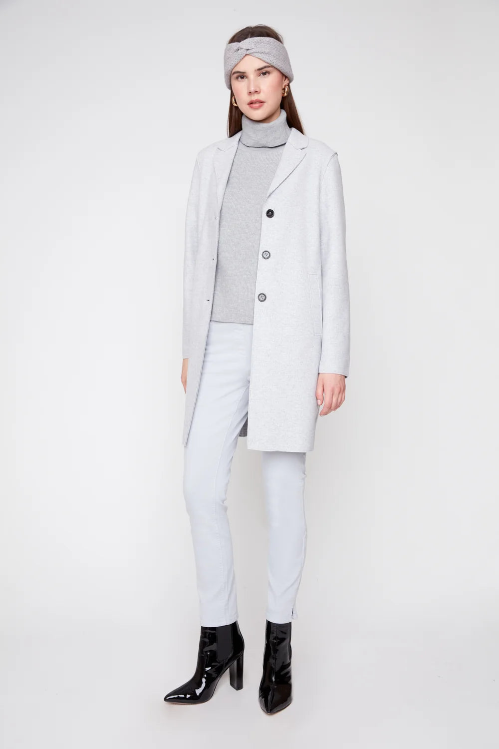 BRUSHED KNIT LONG COAT