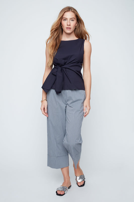 MIDNIGHT NAVY COTTON WRAP TOP