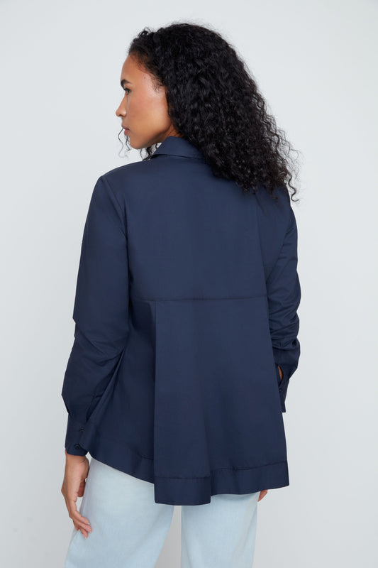 DARKEST NAVY POPLIN TOP