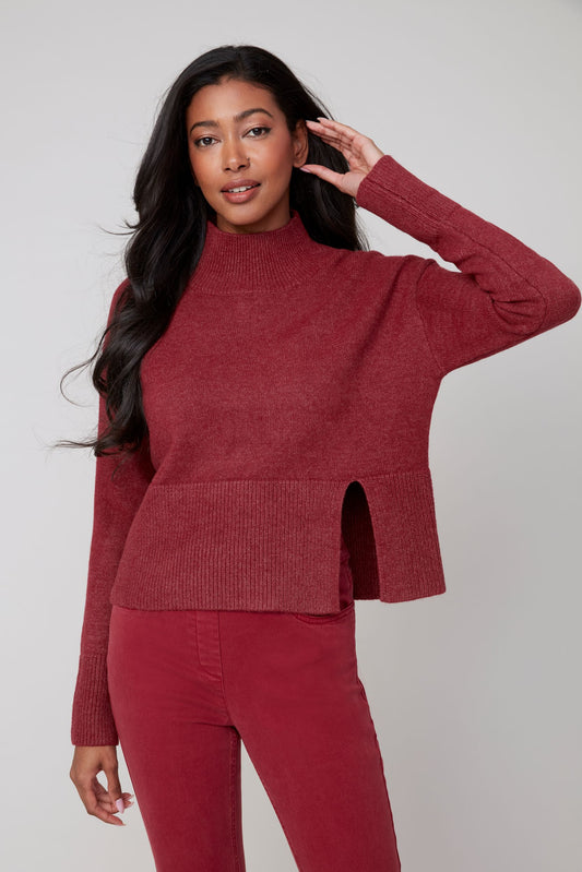 MOCK SIDE SLIT SWEATER RENAUR R6941
