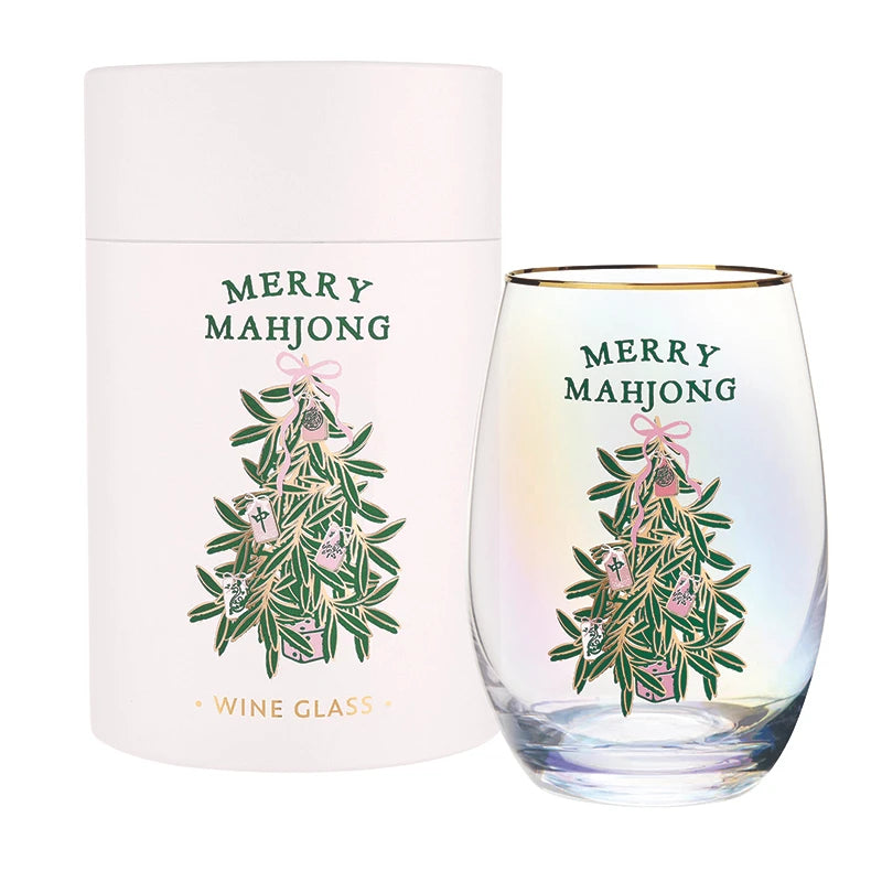 MERRY MAHJONG WINE GLASS
