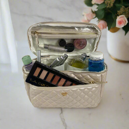 PEARL QUILTED TRAIN CASE TRAVEL