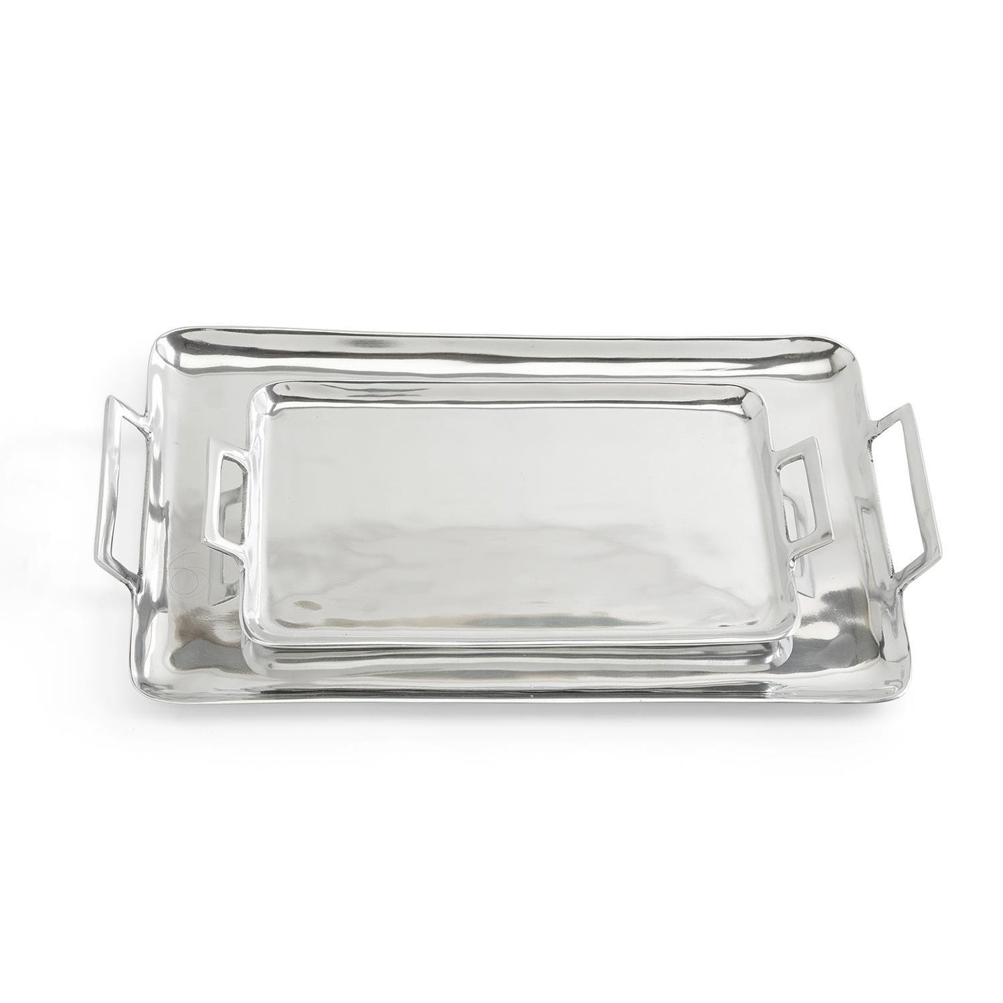 CRILLION HIGH POLISHED SILVER TRAY WITH HANDLES