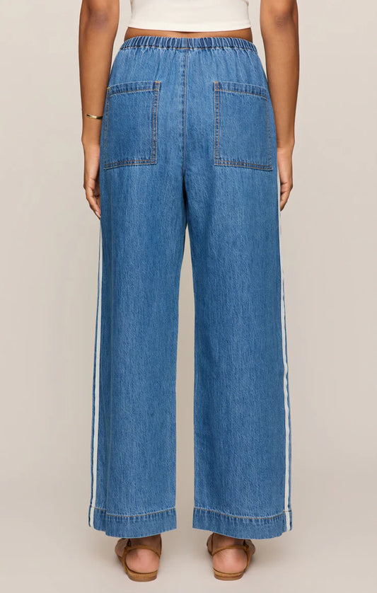 THE SIDELINES DENIM TRACK PANTS