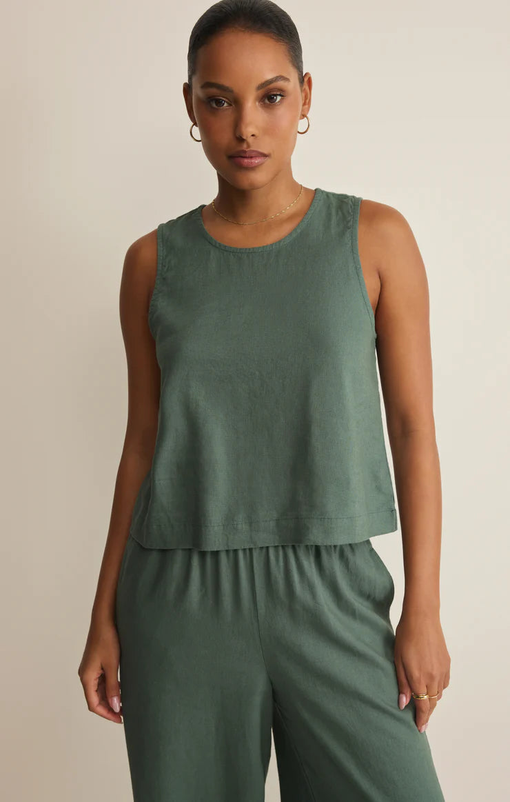 SLOANE LINEN CROPPED TANK