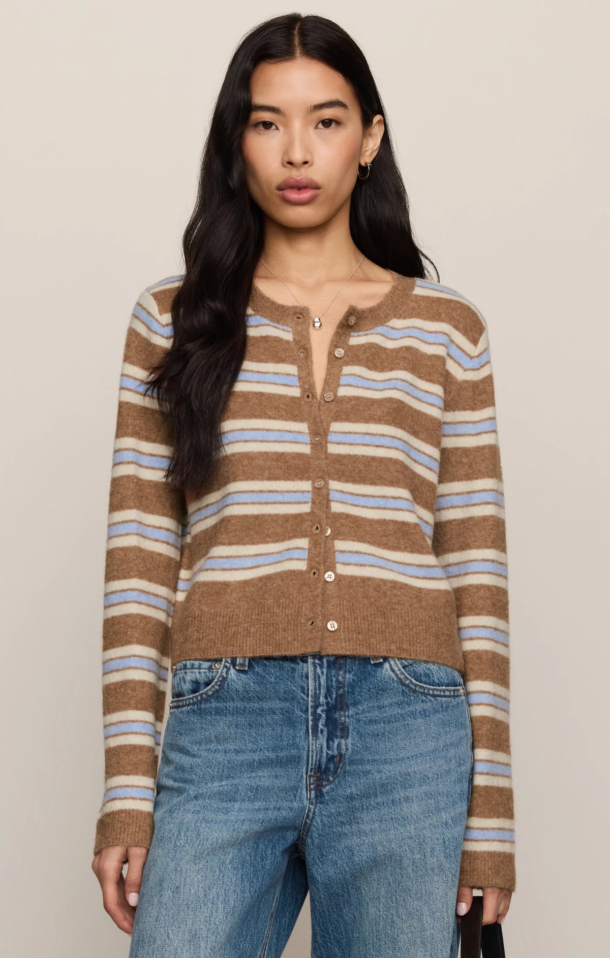 GOLDEN CARAMEL MEDINA STRIPE CARDIGAN