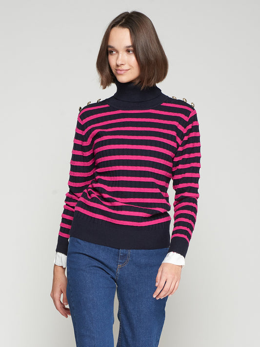 BOTONES PINK AND NAVY SWEATER