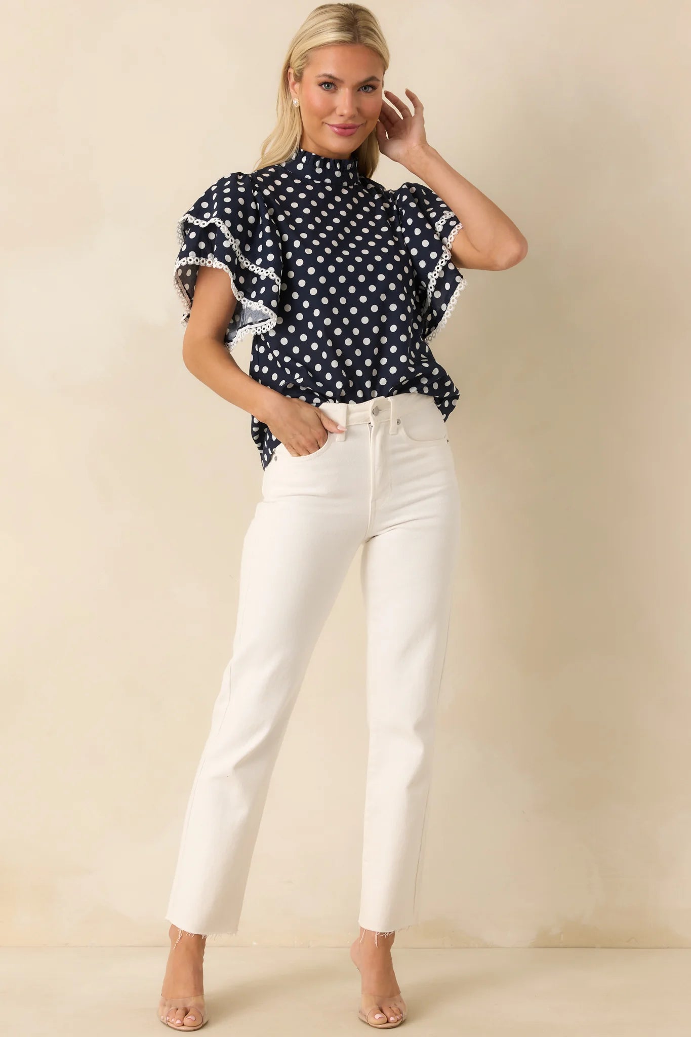BLAIR NAVY POLKA DOT TOP
