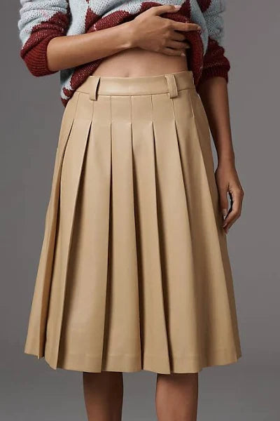 ENGLISH TAUPE FAUX LEATHER SKIRT
