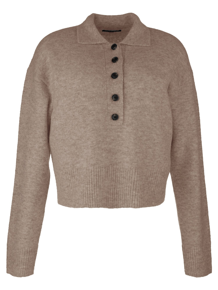 LILLA BUTTON FRONT OATMEAL SWEATER
