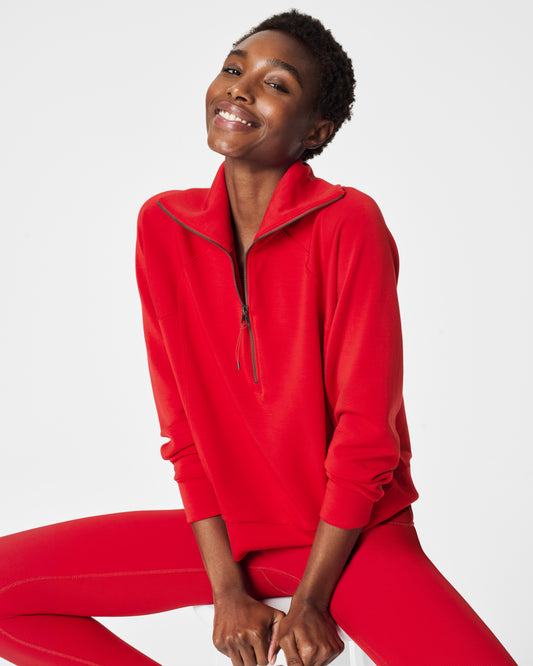 RED SPANX HALF ZIP
