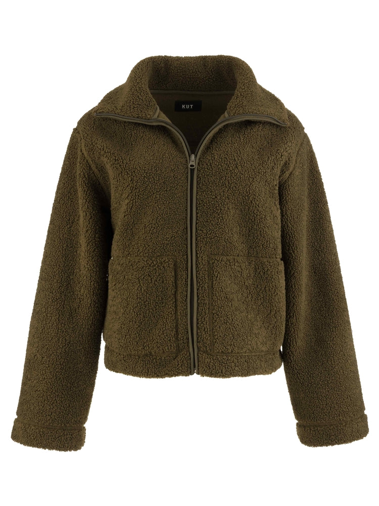 DENA FAUX SHEARLING ZIP UP JACKET